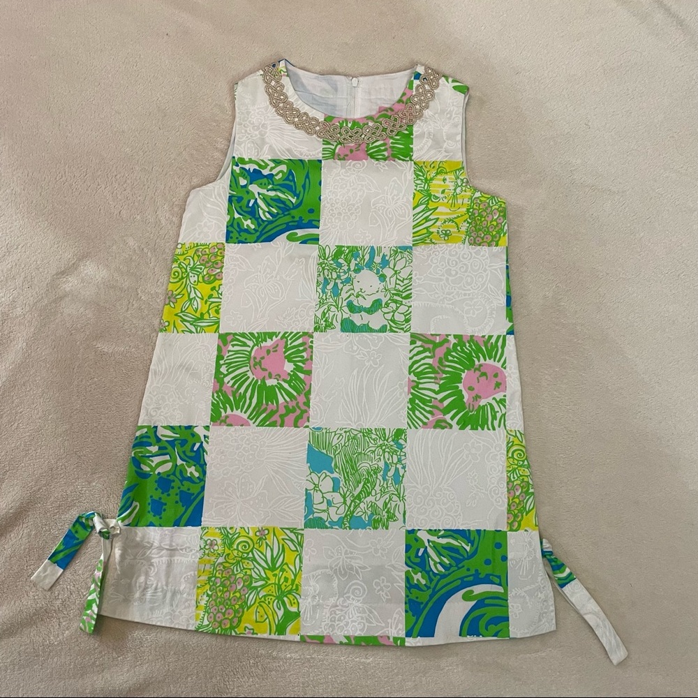 Lilly Pulitzer Girls Resort White Lioness Patch dress